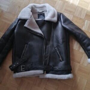 Aviator Faux Leather - Shearling Jacket -Oversized-Small Beautiful Icon Aviator